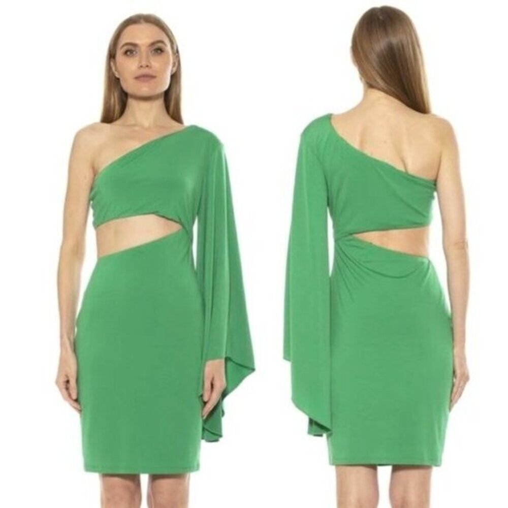 Alexia‎ Admor Women Green One Shoulder Cutout Cocktail Dress